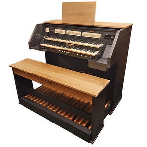 Domus Prestige 8 Used Organ, black with light oak music desk