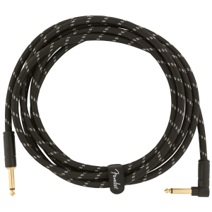 Fender Deluxe Haakse Instrumentenkabel 3m - Black Tweed