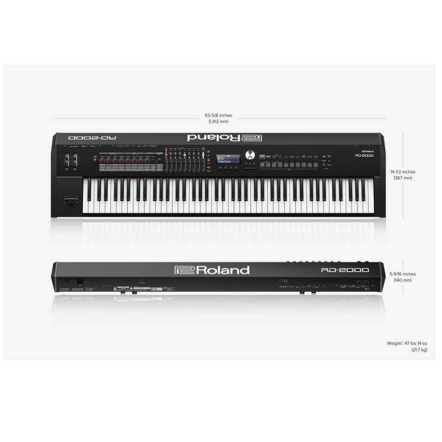 Afmetingen van de Roland RD-2000