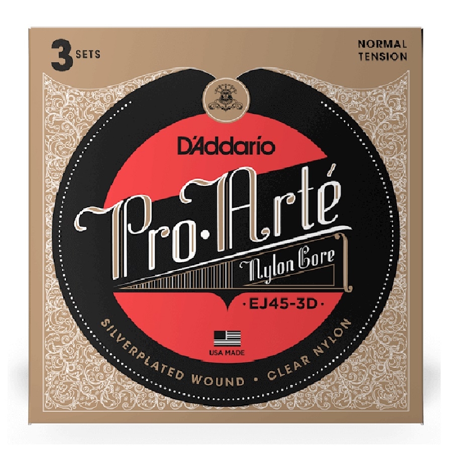 D'Addario EJ45-3D Nylon Core - Normal Tension - 3-Pack