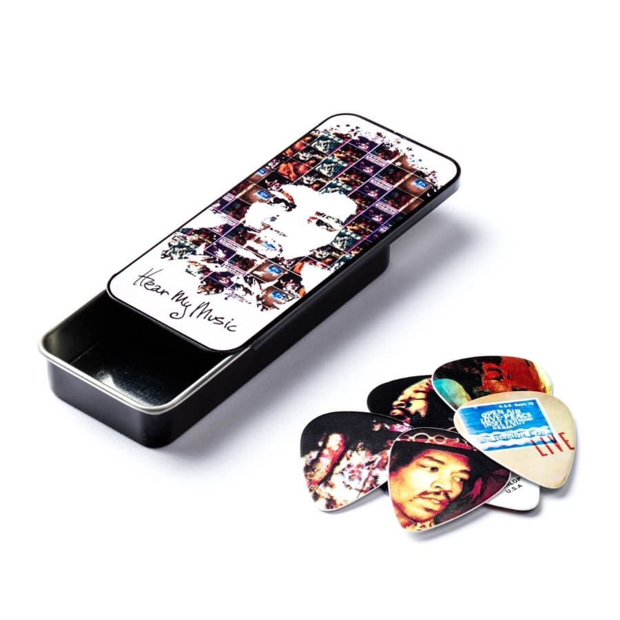 Dunlop Jimi Hendrix Hear My Music Pick Tin - 12-pack