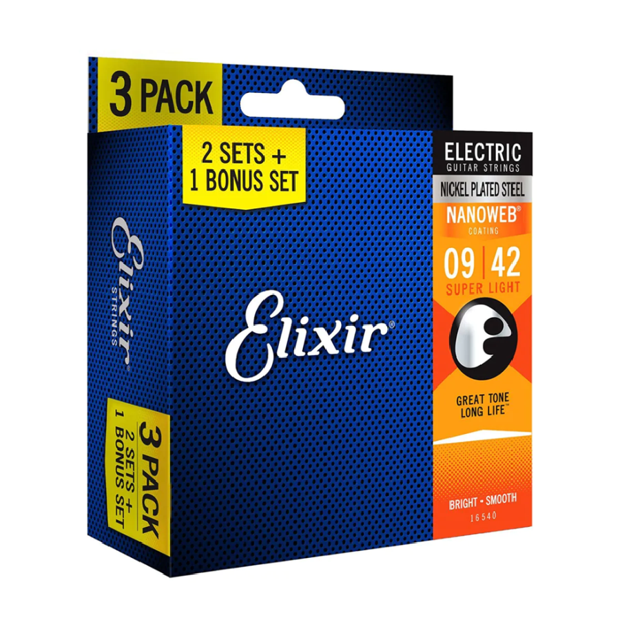 Elixir 16540 3-pack Nanoweb - Elektrische Snaren