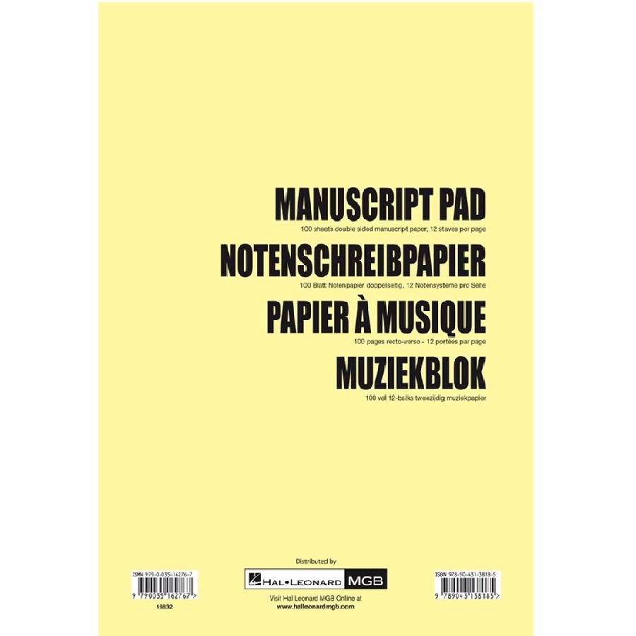 Muziekblok A4 - 100 pagina's muziekpapier
