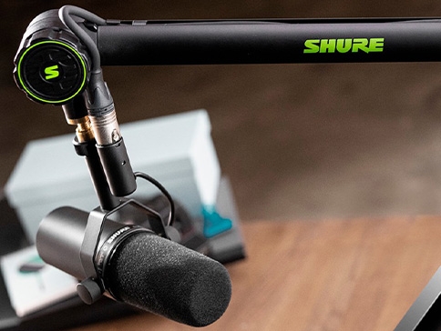 Shure SH-Broadcast1 desktop microphone boom arm: professional microphone stand for podcasting, streaming and broadcasting