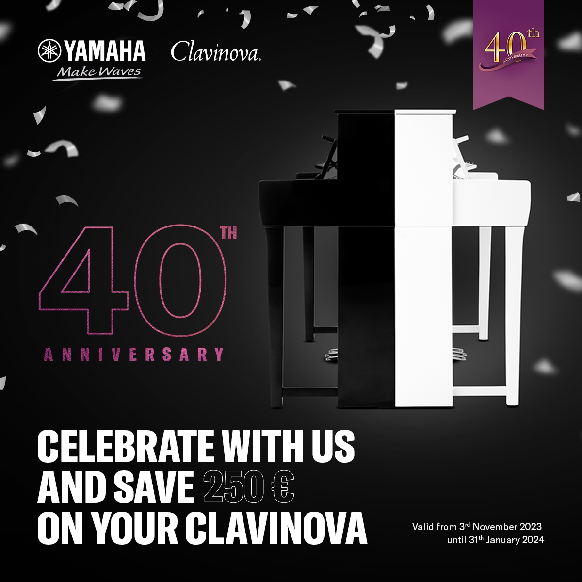 Clavinova’s 40ste verjaardag – Profiteer van € 250,00 extra korting! 
