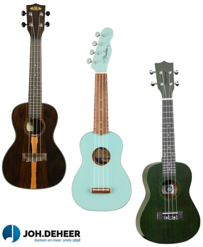 Linkshandige Ukelele - breed_assortiment_aan_leuke_ukeleles